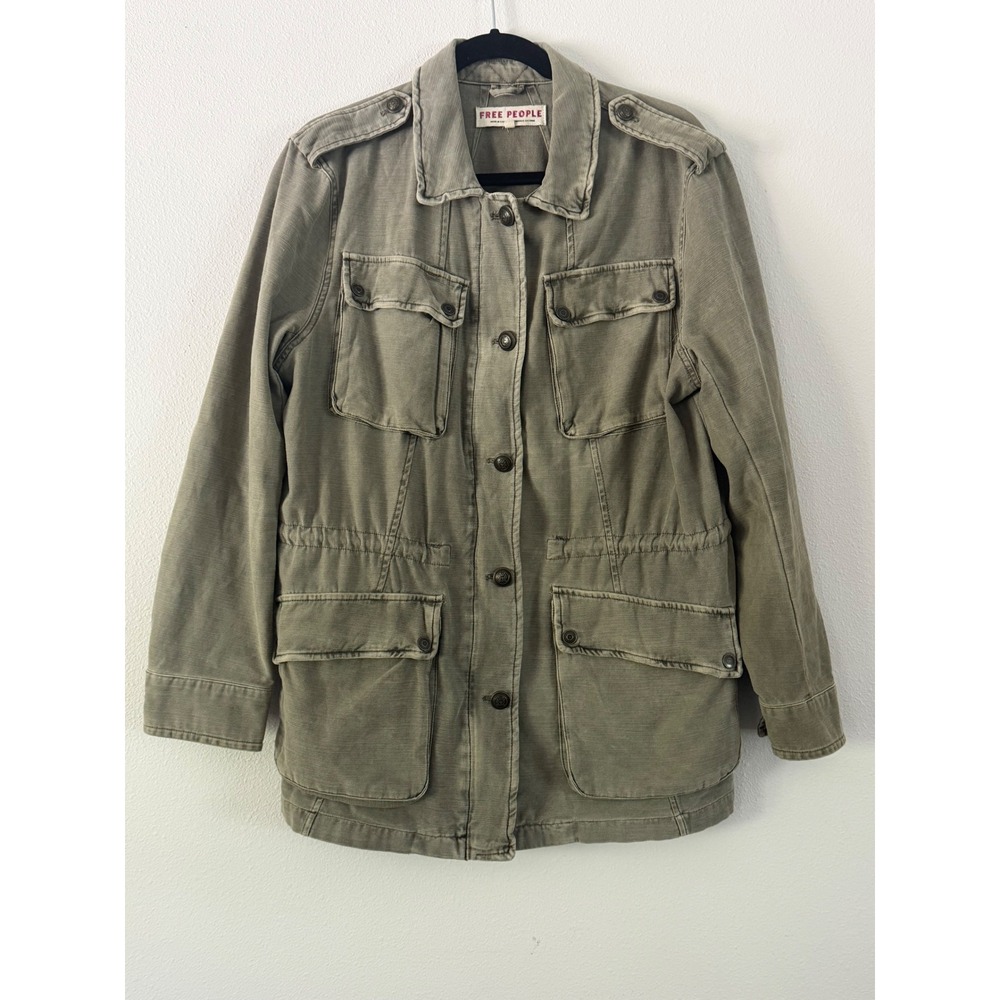 Free People Not Your Brothers Surplus Jacket Olive Green Utility Coat Large